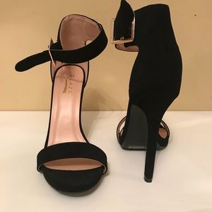 Velvet Black Strap Heels